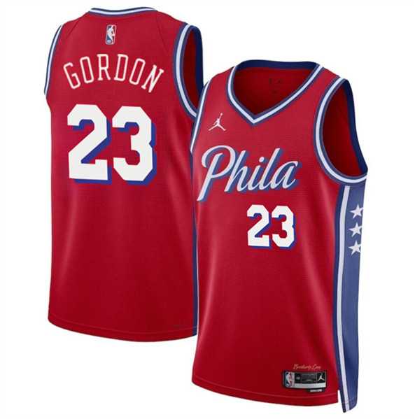 Men%27s Philadelphia 76ers #23 Eric Gordon Red Statement Edition Stitched Jersey Dzhi